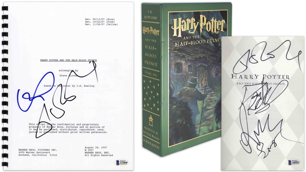 J.K. Rowling, Daniel Radcliffe, Emma Watson & Rupert Grint Signed Deluxe Edition of ''Harry Potter and the Half-Blood Prince'' -- Plus J.K. Rowling & Rupert Grint Signed Screenplay -- With Beckett COA